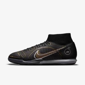 Nike Mercurial Superfly 8 Academy IC Indoor-Court Fußballschuhe Damen Schwarz Metal Silber Grau Metal Gold | NK817FJG