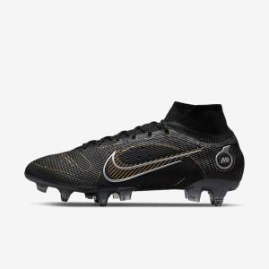 Nike Mercurial Superfly 8 Elite SG-PRO Anti-Clog Traction Soft-Ground Fußballschuhe Herren Schwarz Metal Silber Grau Metal Gold | NK198EDG