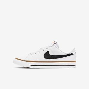 Nike NikeCourt Legacy Older Sneakers Kinder Weiß Hellbraun Schwarz | NK693ZDM