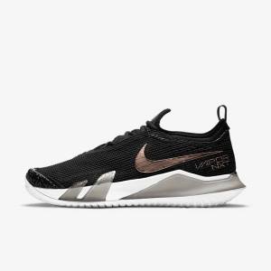 Nike NikeCourt React Vapor NXT Hard Court Tennisschuhe Damen Schwarz Metal Rot Braun Weiß | NK023DPK