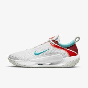 Nike NikeCourt Zoom NXT Hard Court Tennisschuhe Herren Weiß Hellsilber Rot Türkis | NK362FHI