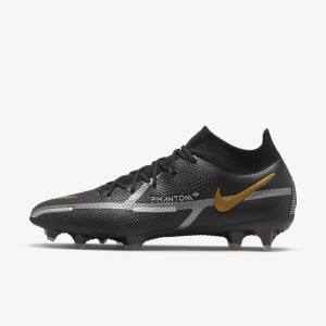 Nike Phantom GT2 Dynamic Fit Elite FG Firm-Ground Fußballschuhe Damen Schwarz Metal Gold Metal Silber Metal Dunkelgrau | NK492FYS