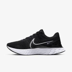 Nike React Infinity Run Flyknit 3 Straßen Laufschuhe Herren Schwarz Weiß | NK056HVL