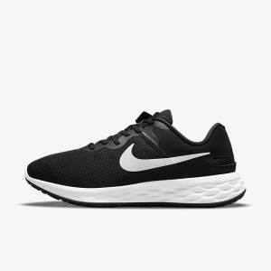 Nike Revolution 6 FlyEase Next Nature Easy-On-And-Off Straßen (Extra Weite) Laufschuhe Herren Schwarz Grau Weiß | NK190DFY