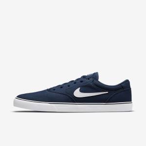 Nike SB Chron 2 Canvas Skate Shoes Damen Navy Navy Schwarz Weiß | NK903QEC