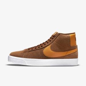 Nike SB Zoom Blazer Mid Sneakers Damen Weiß Gelb | NK142GYT