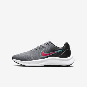 Nike Star Runner 3 Older Straßen Laufschuhe Kinder Grau Schwarz Rot | NK012BKE