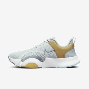 Nike SuperRep Go 2 Sportschuhe Damen Platin Metal Gold Weiß | NK275EMD