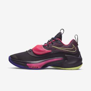 Nike Zoom Freak 3 Basketballschuhe Herren Lila Rosa Lila Hellzitrone | NK901ABN